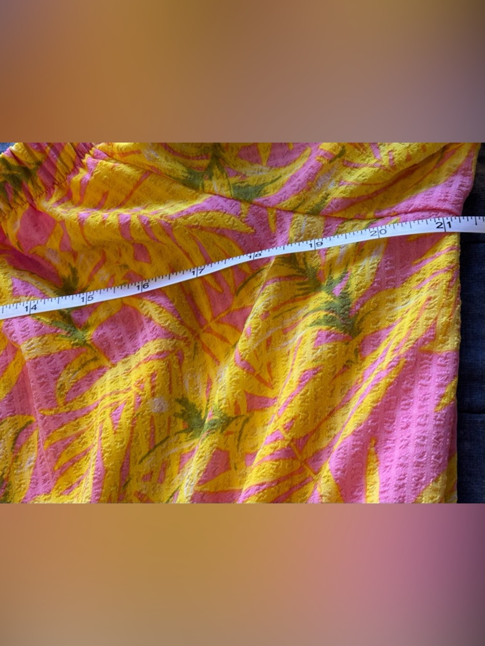 🌸 Scoop Dress Women Size Large Pink Yellow Leaf Off Shoulder Maxi - Picture 9 of 11